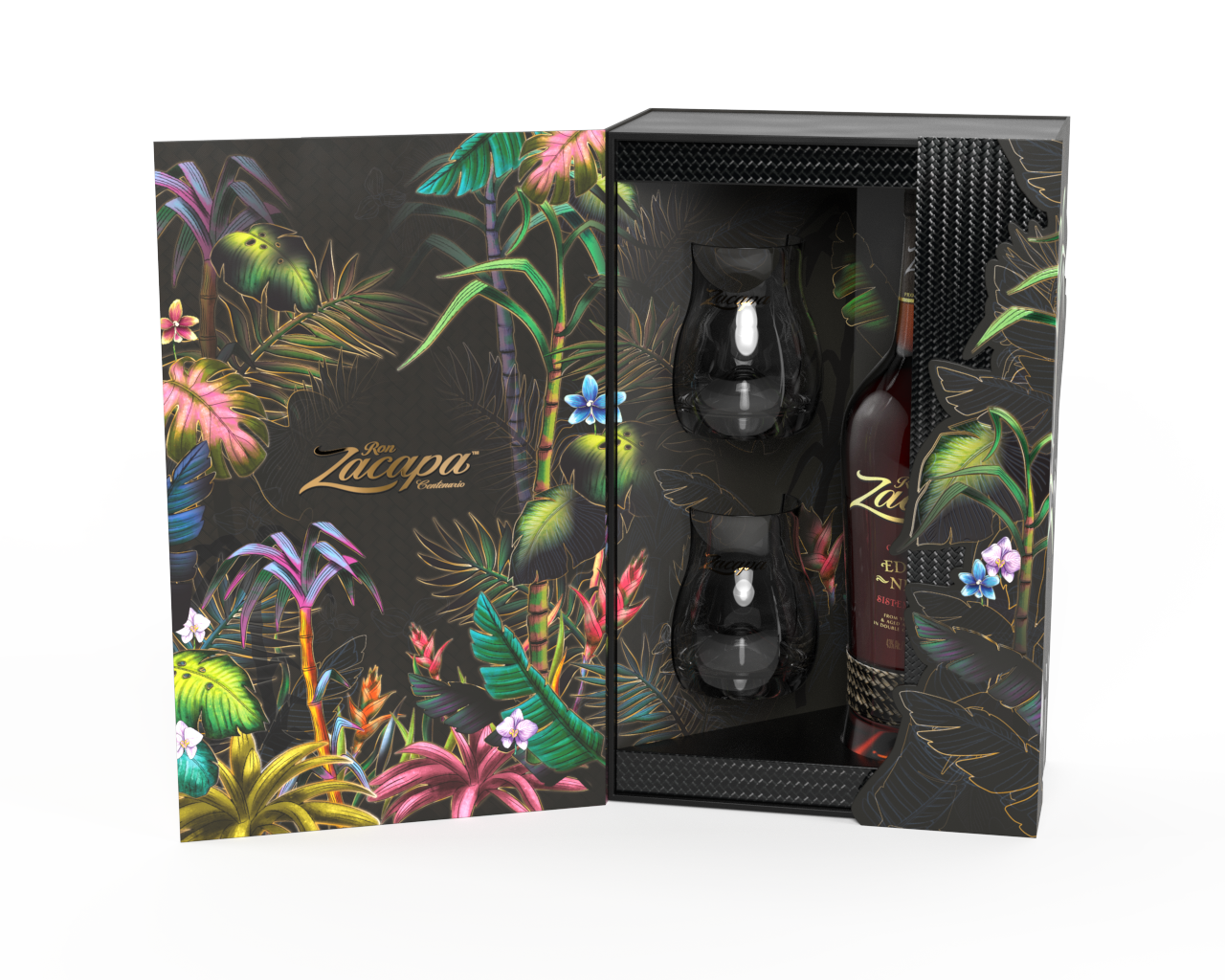 Coffret Zacapa Edicion Negra 43% (bouteille + 2 verres)