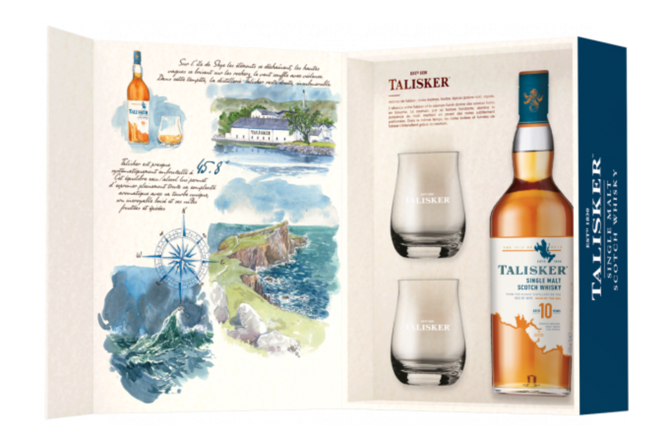 Talisker 10 ans Coffret 2 Verres 45,8%