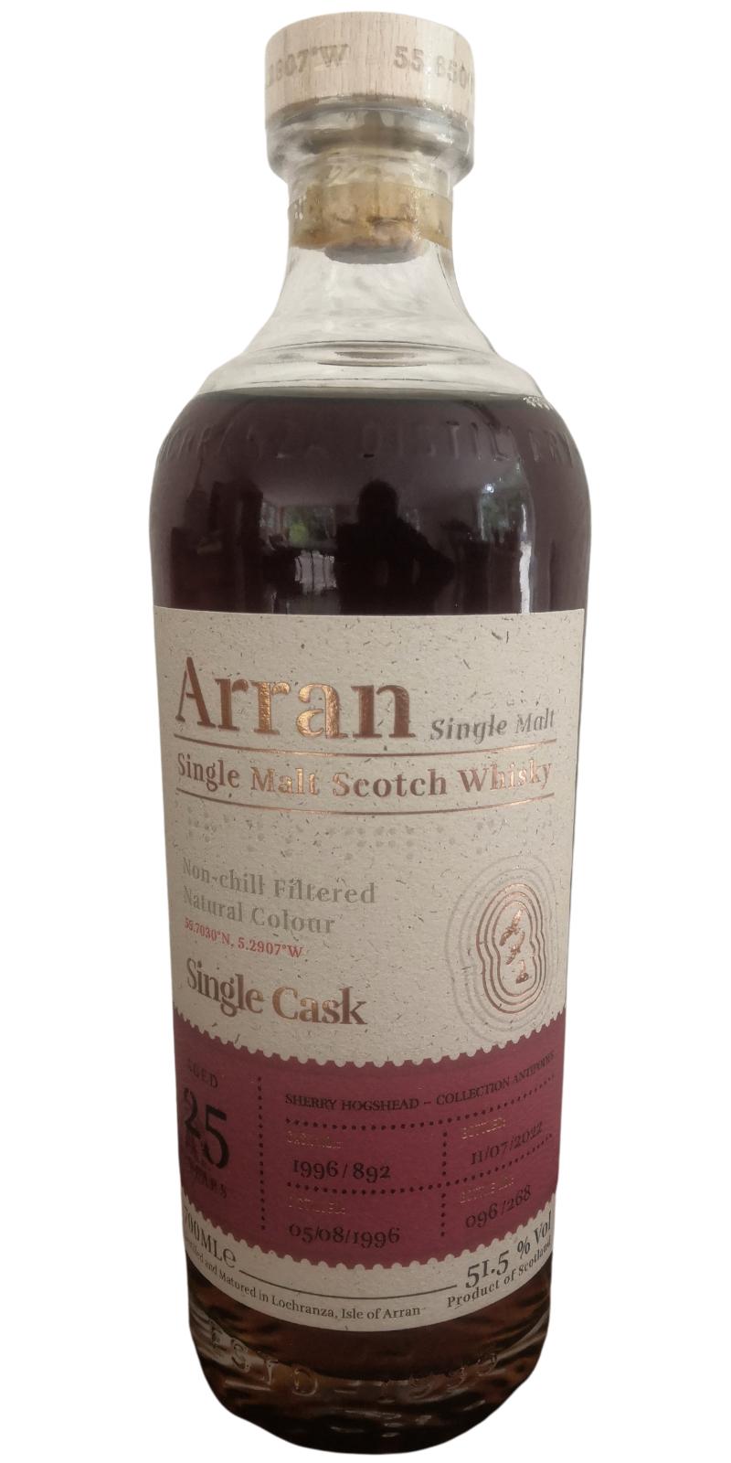 ARRAN 25 ANS 1996 SHERRY HOGSHEAD SINGLE CASK ANTIPODES 51.5%