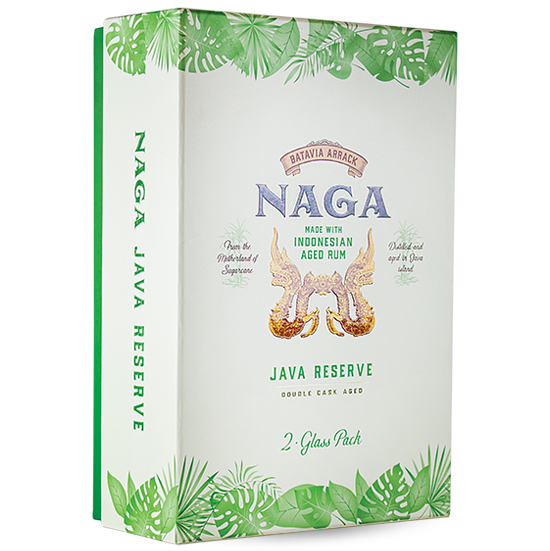 Coffret Naga Rum Java Reserve 40% (bouteille + 2 verres)